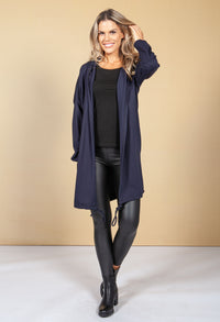 OVERSIZED SLOUCH OPEN HOODIE IN NAVY