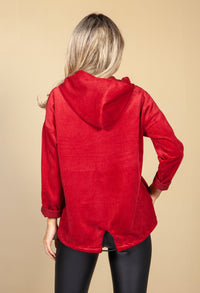 Rich Red Corduroy Zip Up Hoodie