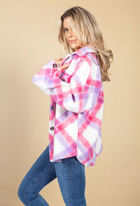 Pink Pop Soft Check Shacket