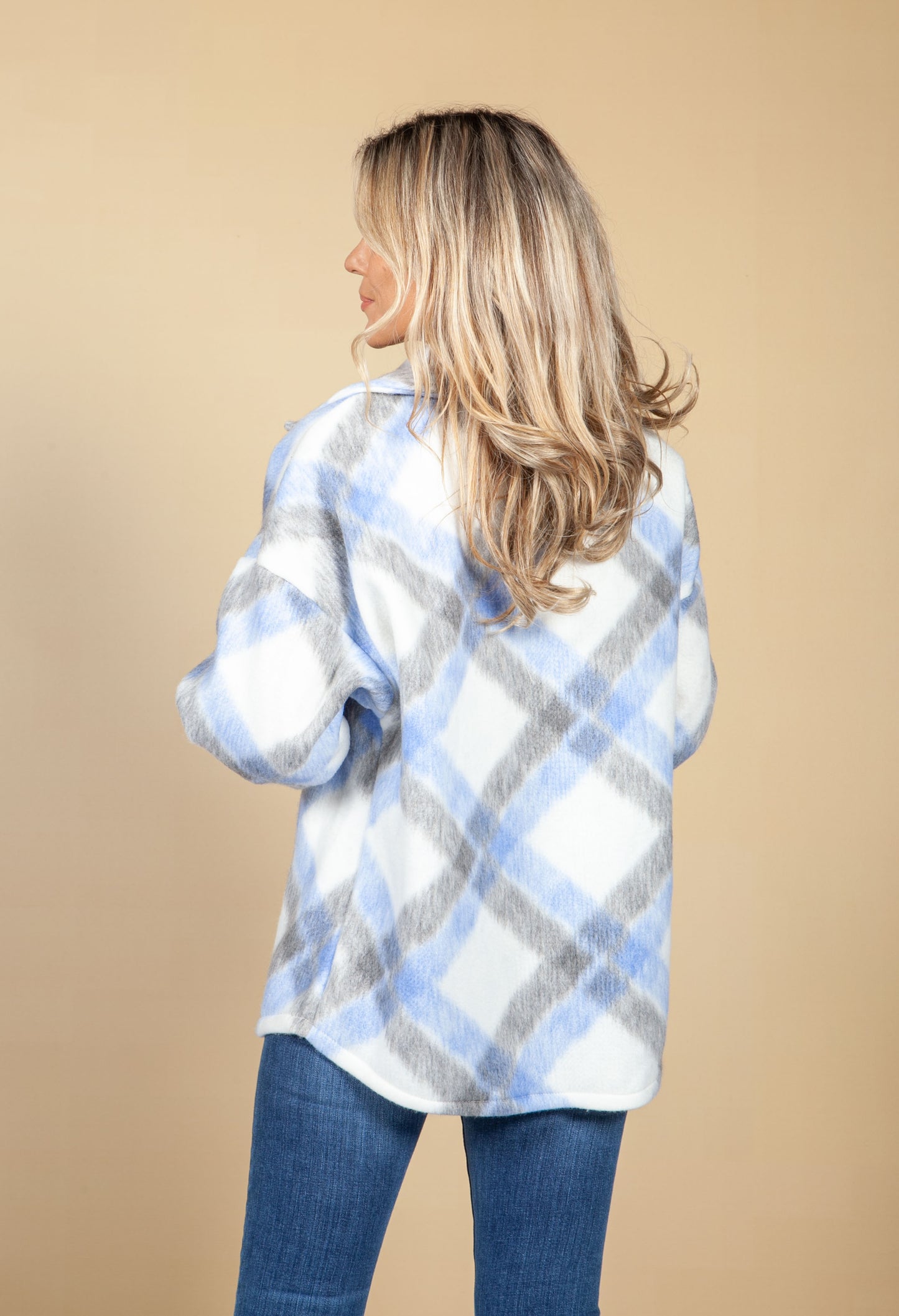 Light Blue Soft Check Shacket