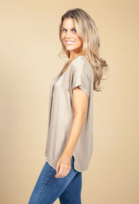 Beige Silk Feel Front Top