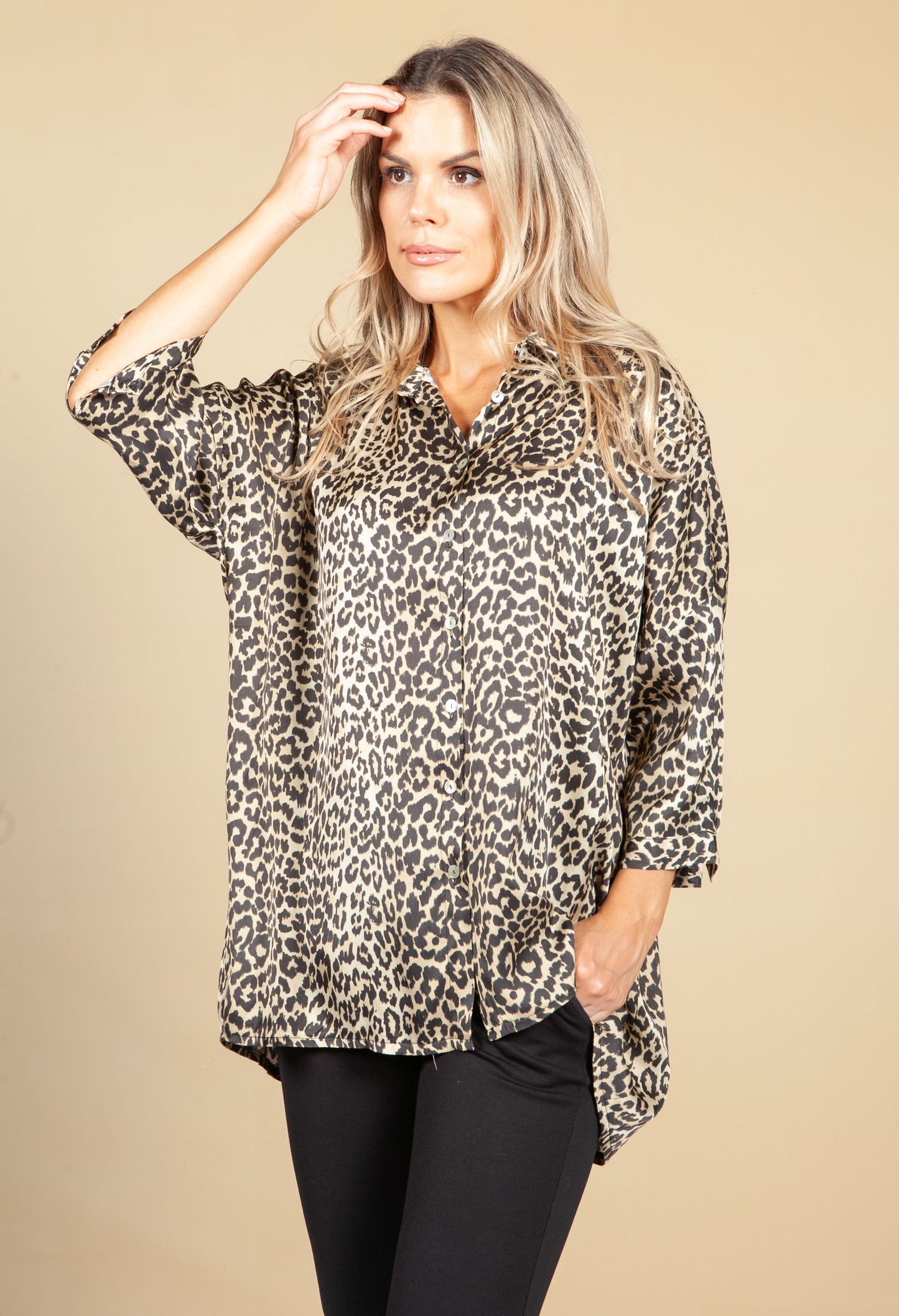 Silky Feel Leopard Print Shirt