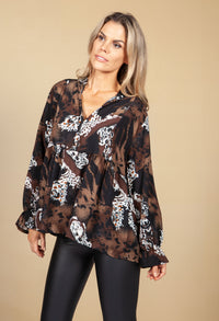 Multi Print Chocolate Blouse