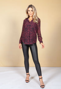 Deep Red Leopard Print Blouse