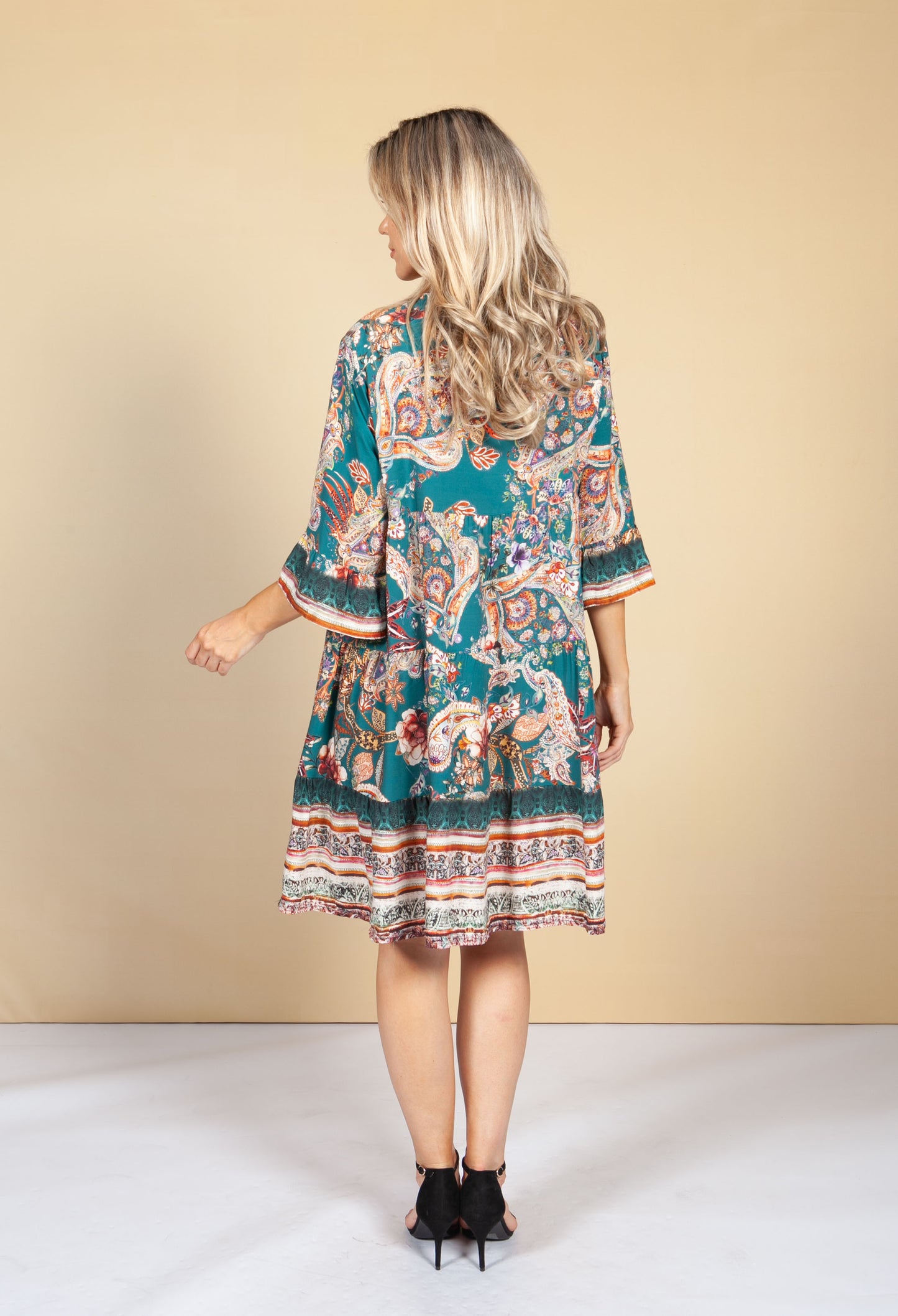 Tunic Style Dress in Emerald Paisley