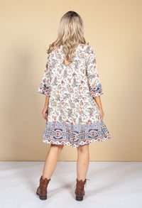 Tunic Style Dress in Paisley Cream