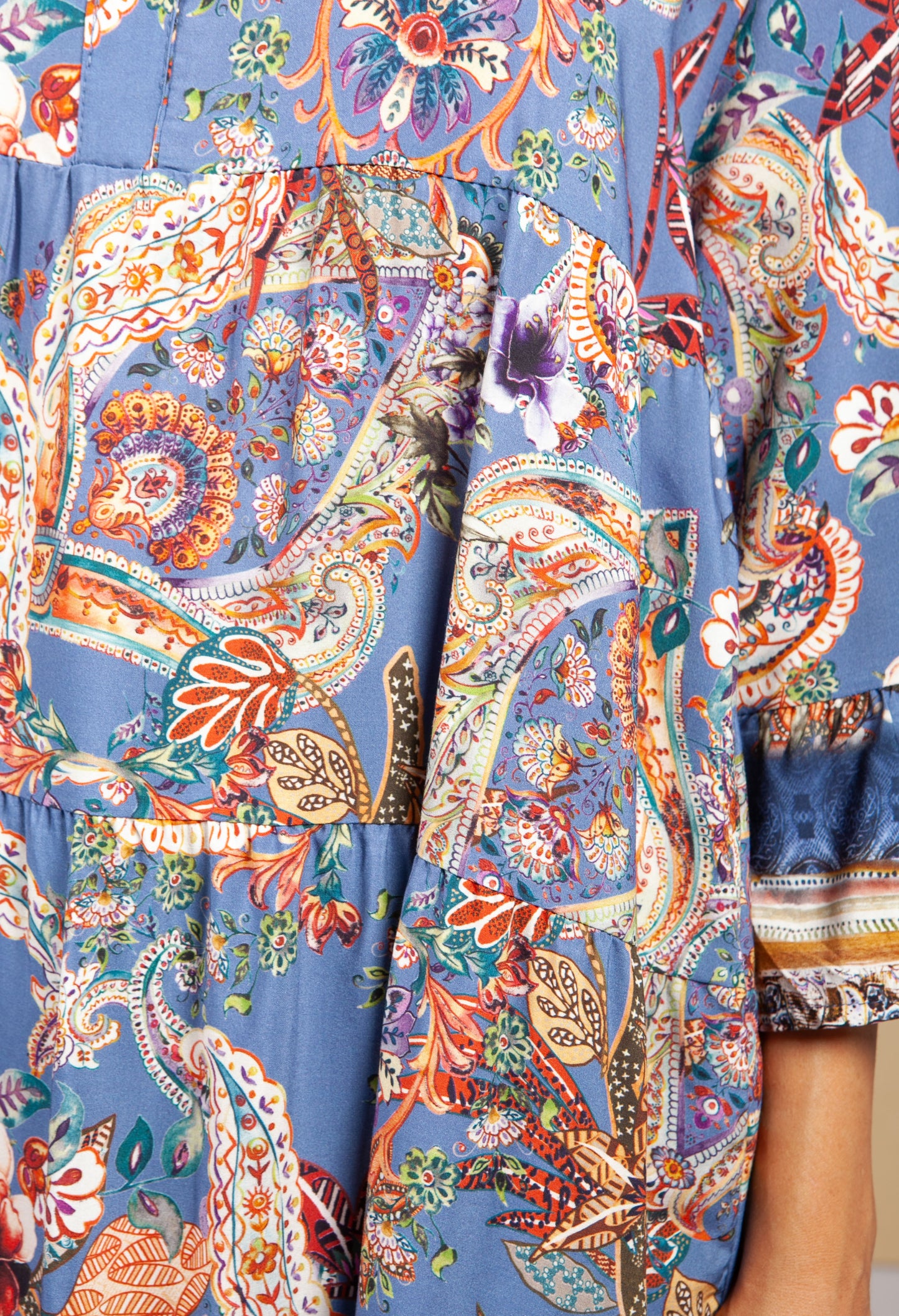 Tunic Style Dress in Blue and Orange Paisley