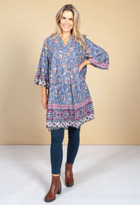 Tunic Style Dress in Blue Paisley