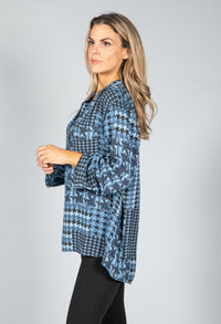 Hounds Tooth Blouse in Blue Mix