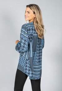 Hounds Tooth Blouse in Blue Mix