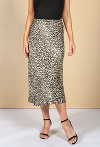 Silk Feel Leopard Print Skirt