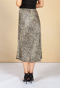 Silk Feel Leopard Print Skirt