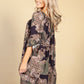 Paisley Print Tie Neck Dress in Khaki