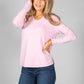 V NECK SOFT KNIT JUMPER IN MAUVE