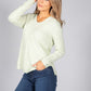 V NECK SOFT KNIT JUMPER IN PEA MELANGE