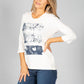 Â¾ SLEEVE TOP WITH PLACEMENT PRINT IN IVORY