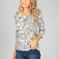 Â¾ SLEEVE TOP WITH ALL OVER PRINT IN IVORY