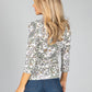 Â¾ SLEEVE TOP WITH ALL OVER PRINT IN IVORY