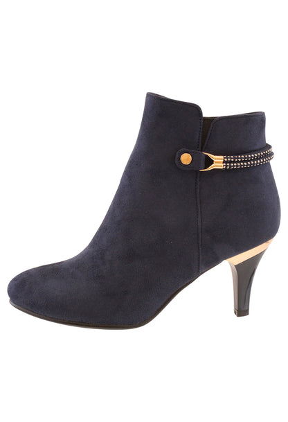 Navy Microfibre Plain Front Elegant Boot