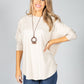 Round Neck Relaxed Top with Necklace in Sand