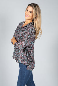 Mini Blossom Print Shirt in Black