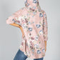 Rose Print Zip Up Hoodie in Dusty Pink