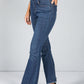 Mid-Wash Frayed Hem Flared Jeans