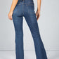 Mid-Wash Frayed Hem Flared Jeans