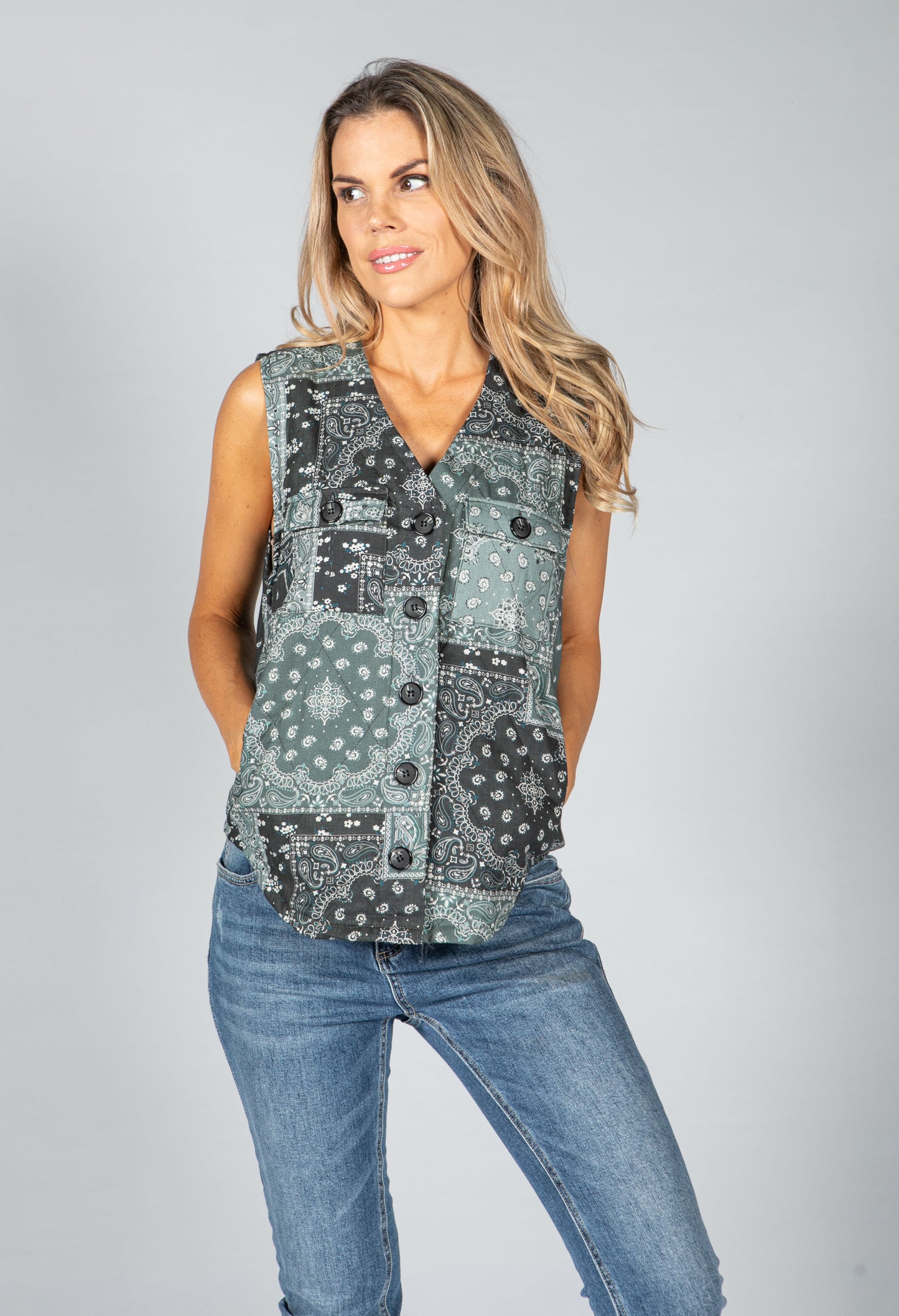 Khaki Mix Paisley Vest