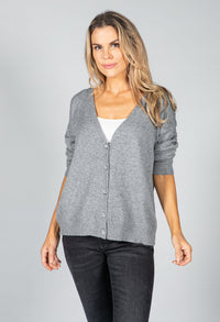 Peace Fine Knit Cardigan in Mid Grey