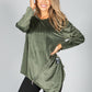 Zip Detail Velvet Sweater in Khaki