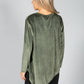 Zip Detail Velvet Sweater in Khaki