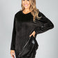 Zip Detail Velvet Sweater in Black