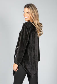 Zip Detail Velvet Sweater in Black