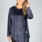 Zip Detail Velvet Sweater in Navy