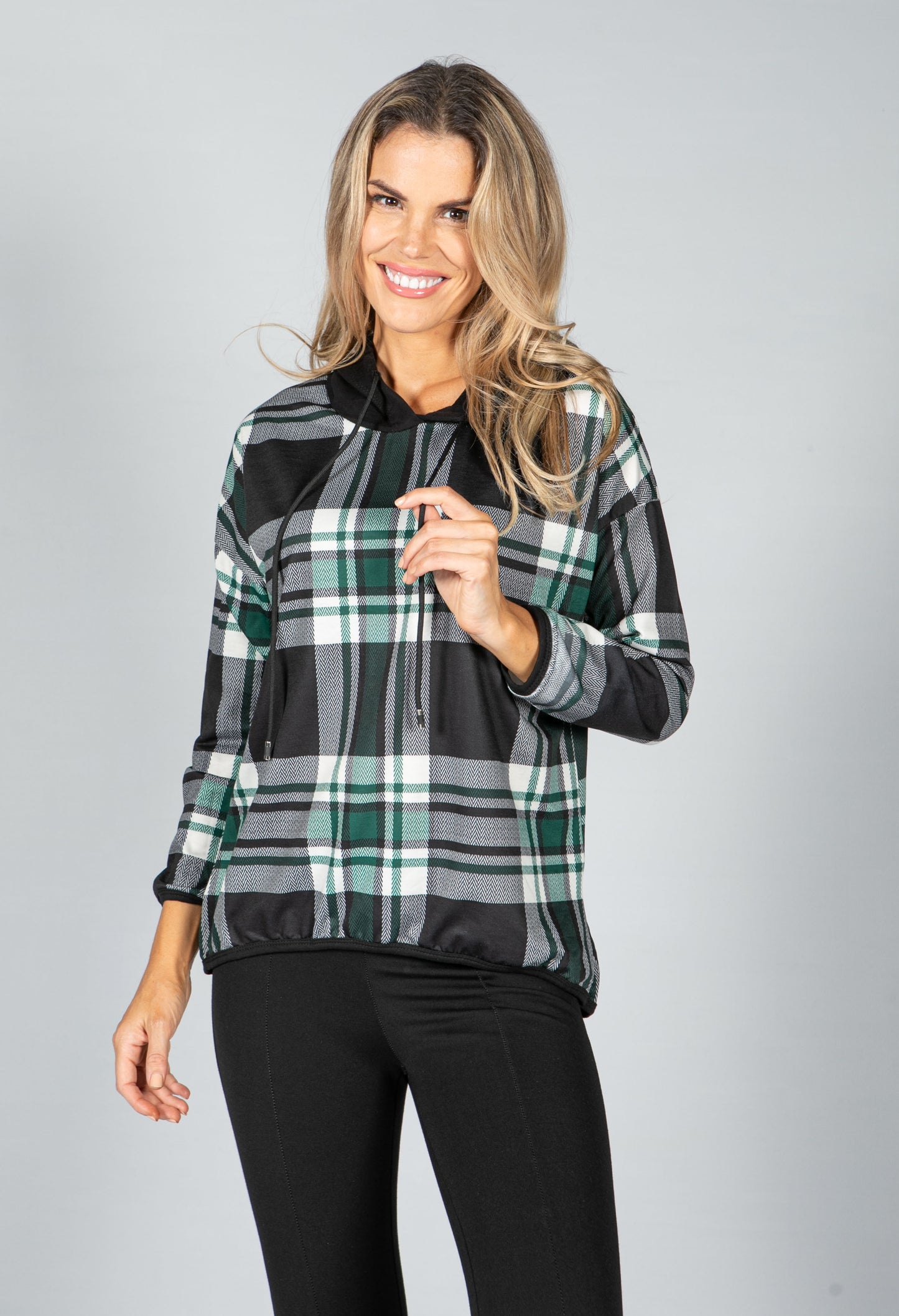 Bottle Green Tartan Print Jumper