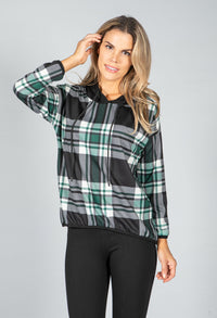 Bottle Green Tartan Print Jumper