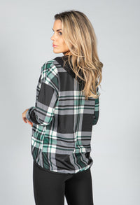 Bottle Green Tartan Print Jumper