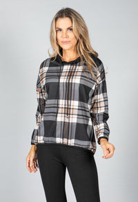 Coffee Tartan Print Jumper