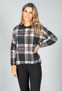 Coffee Tartan Print Jumper