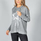 Metallic Star Design Hoodie in Light Grey