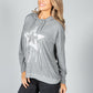 Metallic Star Design Hoodie in Light Grey