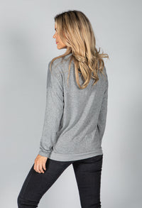 Metallic Star Design Hoodie in Light Grey