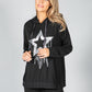 Metallic Star Design Hoodie in Black