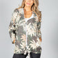 PAMELA SCOTT KHAKI PALM PRINT ZIP UP HOODIE