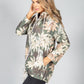 PAMELA SCOTT KHAKI PALM PRINT ZIP UP HOODIE