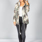 PAMELA SCOTT KHAKI PALM PRINT ZIP UP HOODIE