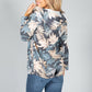 PAMELA SCOTT NAVY PALM PRINT ZIP UP HOODIE