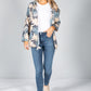 PAMELA SCOTT NAVY PALM PRINT ZIP UP HOODIE