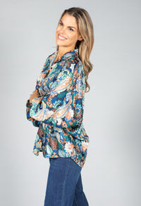 Groovy Paisley Print Shirt in Navy